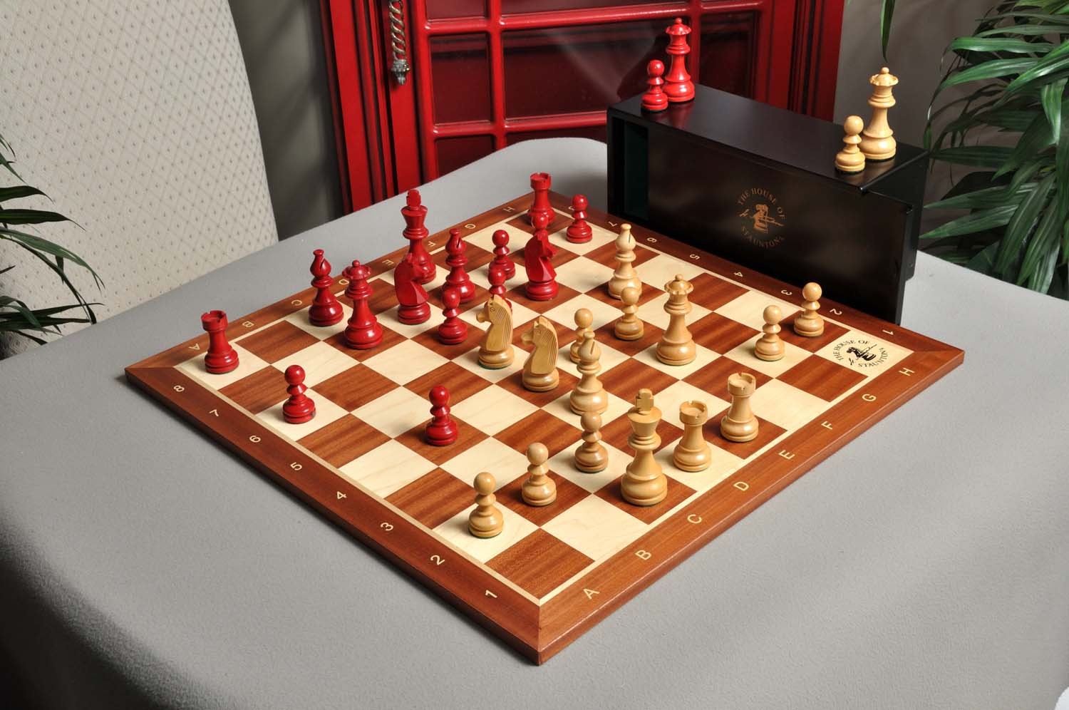 USCF Sales The Championship Series Chess Set, Box, & Board Combination - Red Gil USCF Sales The Championship Series Chess Set, Box, & Board Combination - Red Gil