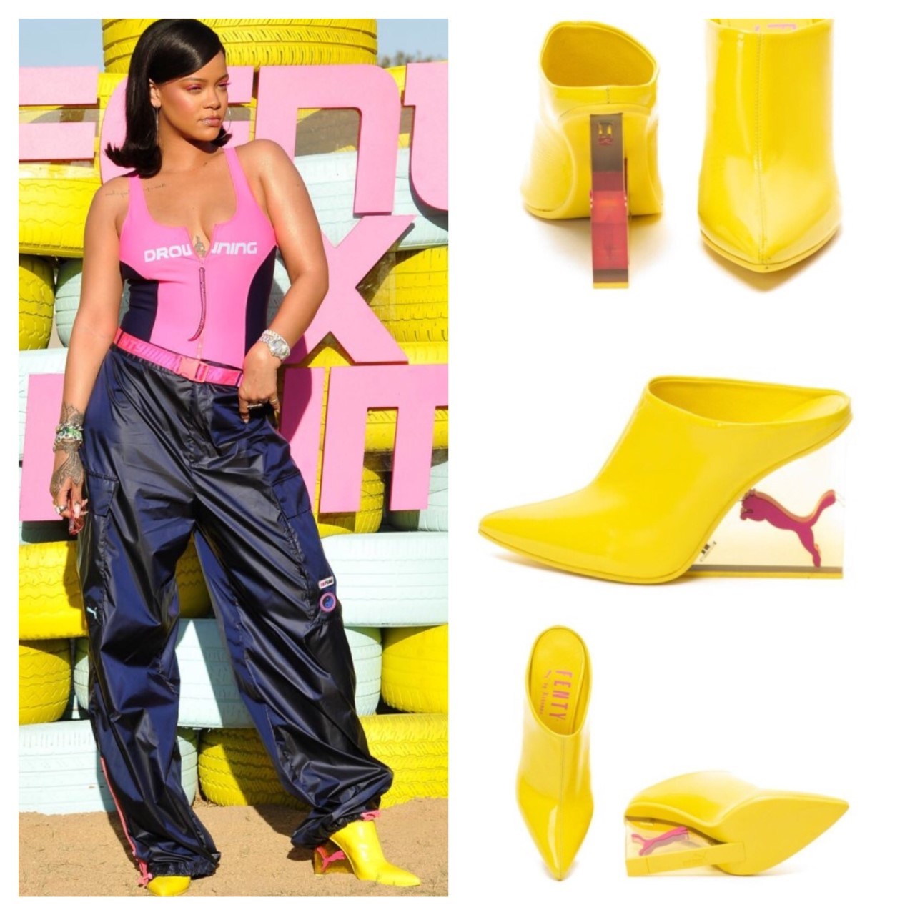 puma leather cat wedge mule