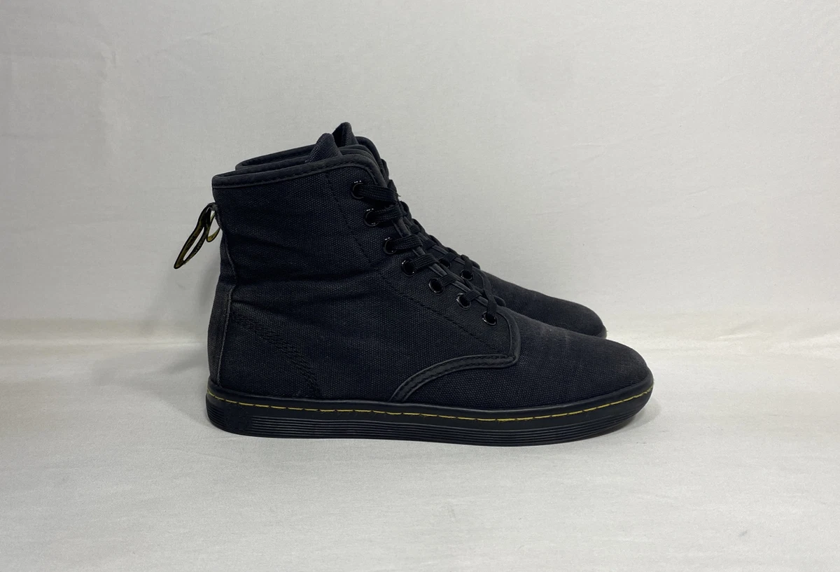 Doc Dr. Martens Shoreditch Black Canvas Combat Lace Up Boots Women s Size 6 eBay