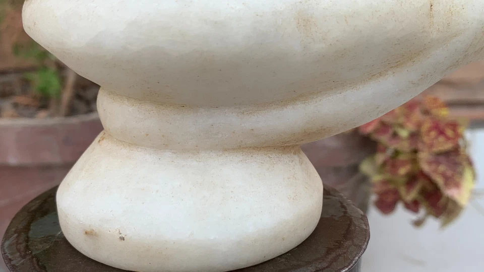 Antigua estatua religiosa hindú de piedra de mármol rara Shiva Lingam Foto 3 de 4