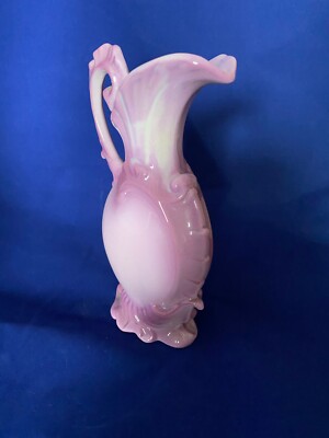 Vintage 9'' Vase Pitcher Pink Floral & Gold Accents Alberta's