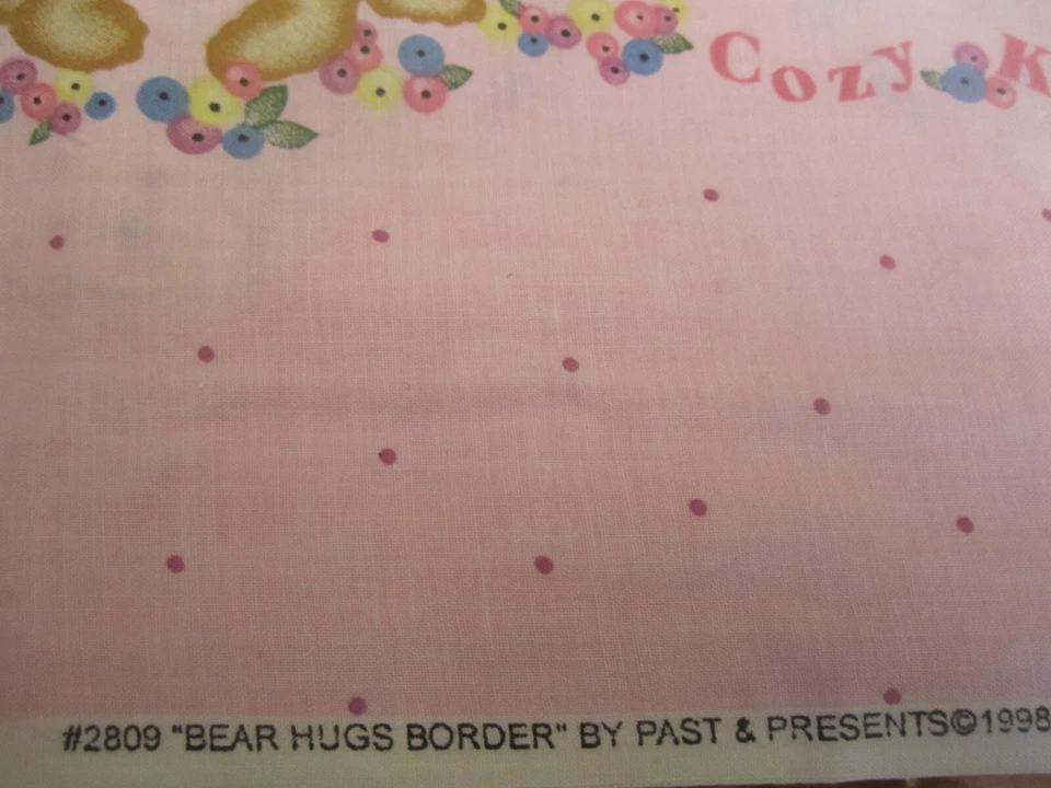 Cotton Fabric Vtg 1998 Daisy Kingdom Bear Hugs Border & Hearts Pink 1yd 30" x 44 - Image 2 of 4