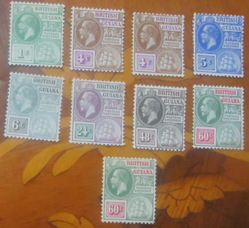 1913 KGV STAMPS BRITISH GUIANA 1 CENT TO 60 CENT X2 .X9 STAMPS MINT MINT HINGED - Afbeelding 1 van 1