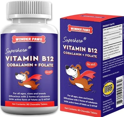 WONDER PAWS B12 Supplement for Dogs – 90 Beef Flavored Chewables