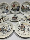 Antique French Pottery Plates (8) Sports Humor Belgium Boch Company 10”Dia