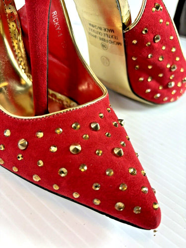 Alba Womens High Heel Shoes Stell-2 Red Gold Size 10 5”Heel - Picture 10 of 10