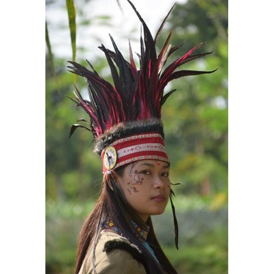 Indian Headdress Hat Small BLACK RED 