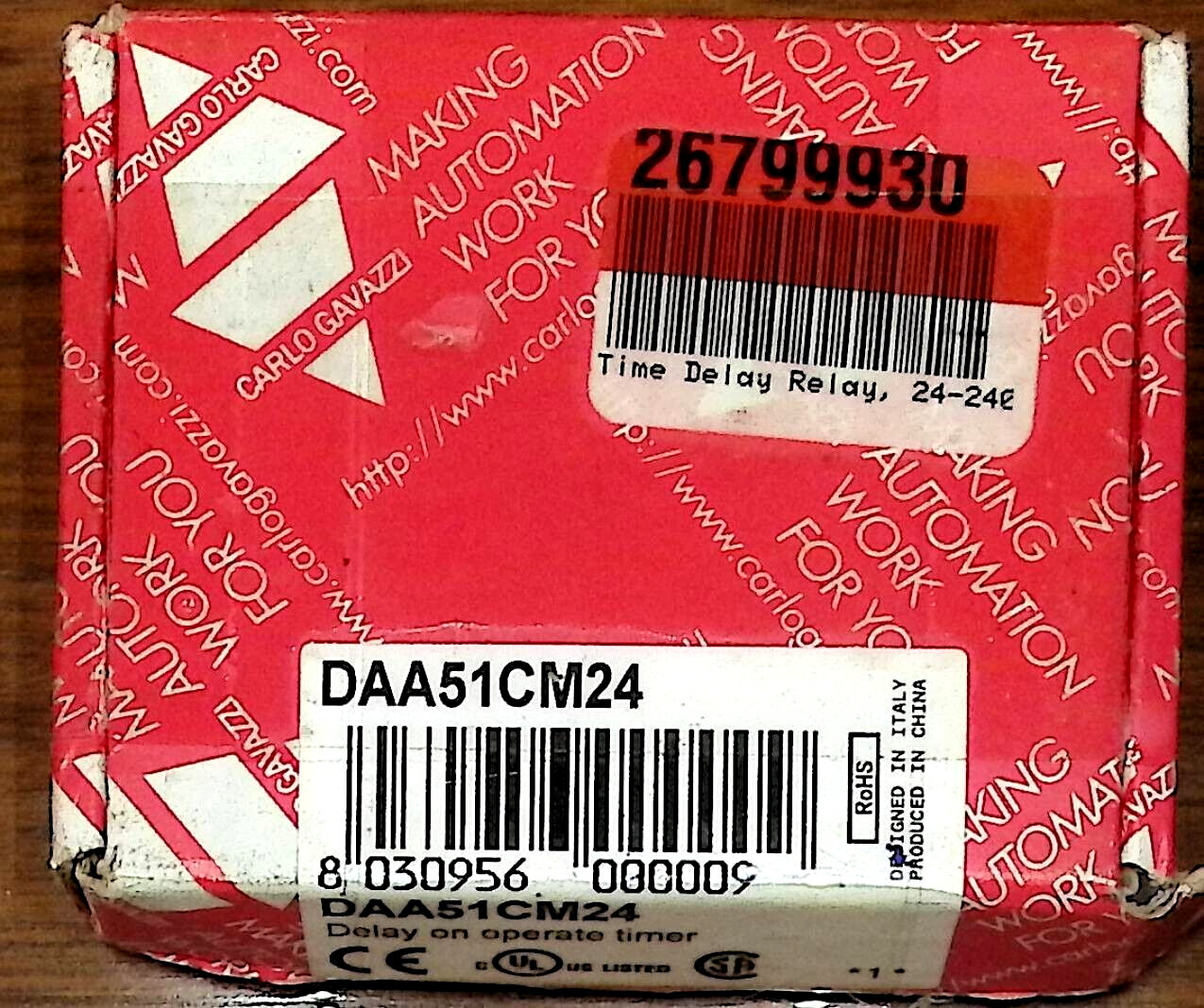 CARLO GAVAZZI DAA51CM24 DELAY ON Operate Timer TDR 250 VAC 24 VDC Time Delay