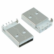 2 x USB Type A Vertical Male Plug Connector PCB - White