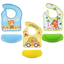 3-Pack Baby Bibs for Boy Animals Car Bear Bibs Adjustable Feeding Waterproof   
