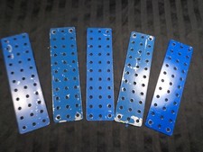 Gilbert Erector LOT of 5 MF- 1" x 5" BASE FLAT PLATE: 1935-50 BLUE STEEL