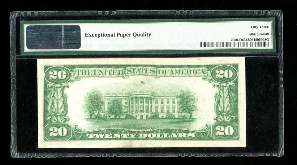 DBR 1928 $20 FRN Cleveland Numeral Fr. 2050-D PMG 53 EPQ Serial D04194669A - Image 2 of 2