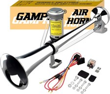 Gampro 12v 150db Car Air Horns 18 Inches Chrome Zinc Single Trumpet Silver