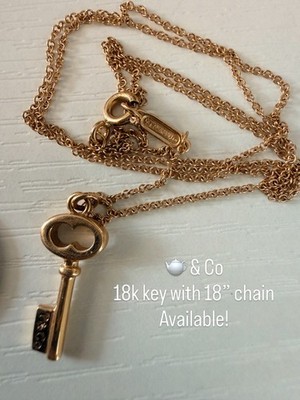 Tiffany 18K Oval Key Pendant with Chain