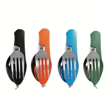 Foldable Portable Camping Knife- Fork Spoon Multi-Functional Detachable Utensil