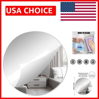 Elegant 12'' Self-Adhesive Round Acrylic Mirror - Safe & Stylish Home Accent