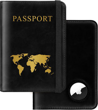 Passport Holder for Travel Women Men - Passport Cover Wallet with Airtag Slot -