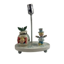 Vintage 50s Kids Lamp Child Bedroom Decor Wooden Pastel Nursery Rhyme