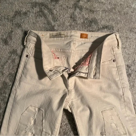 Pilcro and the Letter Press Stet Cream Straight Leg Denim Jeans Size 25