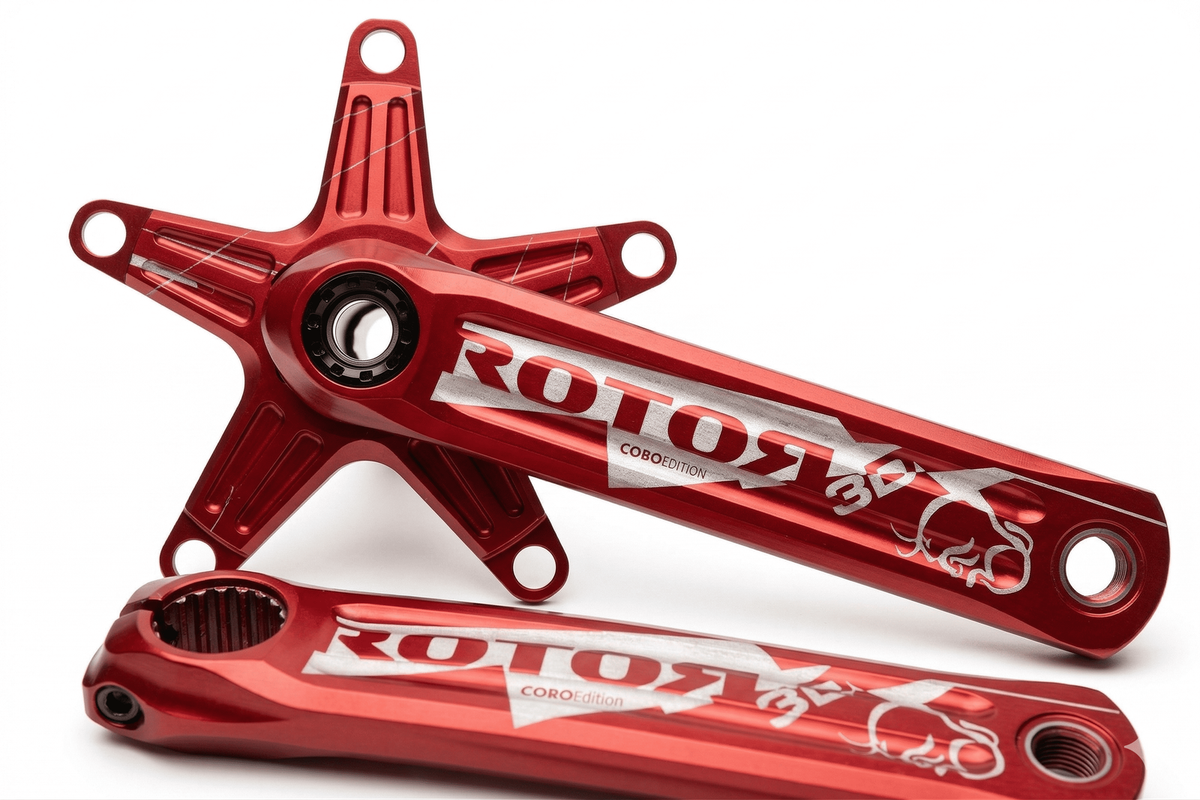 y*s様 【レア】ROTOR 3Dクランクアーム cobo 限定 ROTOR 3D COBO Edition Crank Arms 175mm BCD110 Red Maillot Used