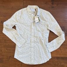 NWT Goodfellow Every Wear Poplin Button Up Slim Shirt Gray Floral Men's Small