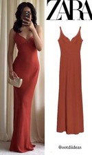 ZARA ZW COLLECTION OPEN BACK BACKLESS SATIN DRESS Russet SIZE XL Ref1758/242/670
