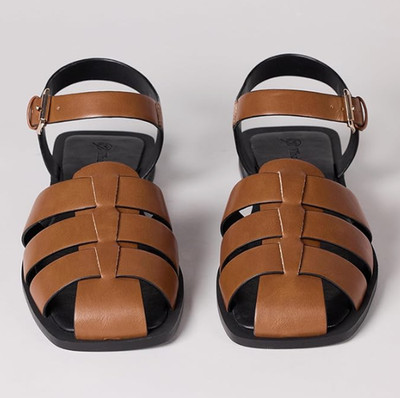 The Drop Luna Flat Sandals Women's Buckle Adjustable Strap Square Toe Fisherman