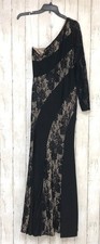 Fashion Nova Womens Mallory One Shoulder Maxi Dress M Black Lace Bodycon Gown