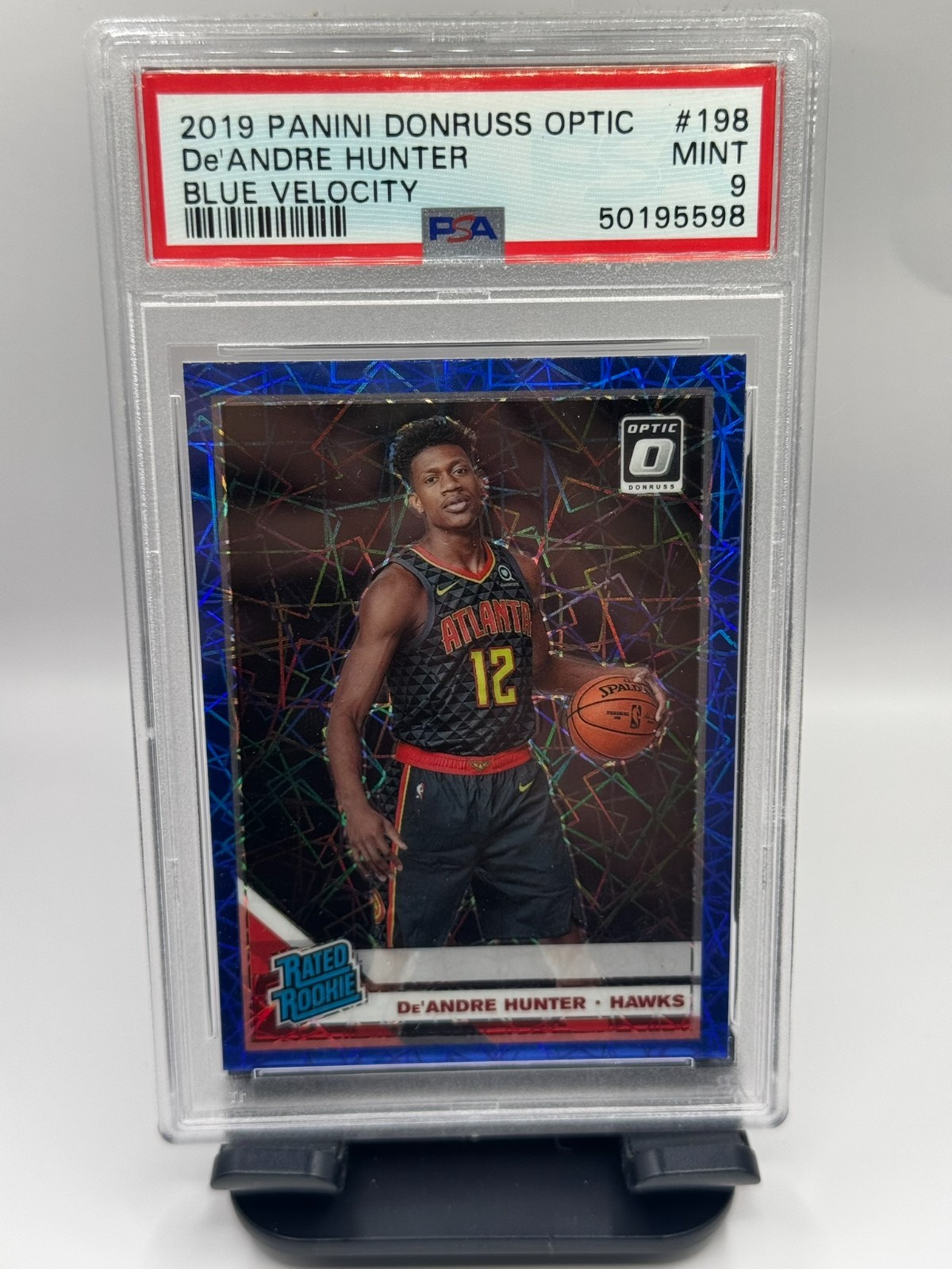 2019 Panini Donruss Optic BLUE VELOCITY De'Andre Hunter RC #198 PSA 9 MINT