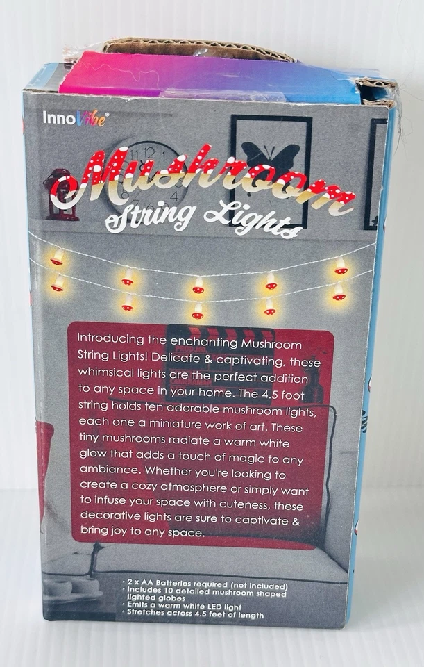 Cadena de luces de setas rojas y blancas a pilas caja dañada probada funciona Foto 2 de 4
