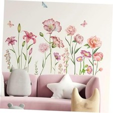 Wall Stickers Floral Wallpaper Peel and Stick Pink Pink Fresh Flowers 8531 