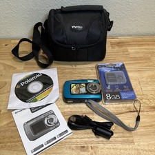 Polaroid IF045B -14.1 MP Dual Screen Waterproof Digital Camera Blue 8GBCard Case