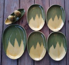 8 Vintage Shawnee Pottery Corn King Pieces (4) #68 (1) #96 And Salt Pepper Tray