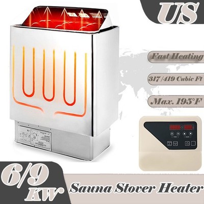 220V Electric Sauna Stove - 6/9KW Steam Heater with External Controls  460 Cu.ft