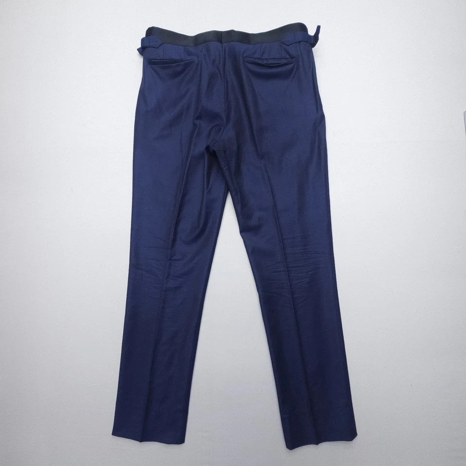 Paul Smith Tuxedo Wool Dress Pants Mens 34 x 31 Blue Slim Italy Dinner EUC - Image 2 of 4