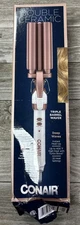 Conair Double Ceramic 3 Barrel Curling Iron Hair Waver White / Rose Gold