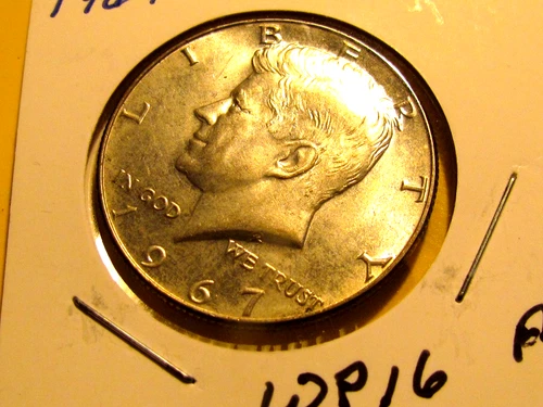 1967 P Kennedy Half Dollar, 40% Silver, Cieculated AU  #wp16