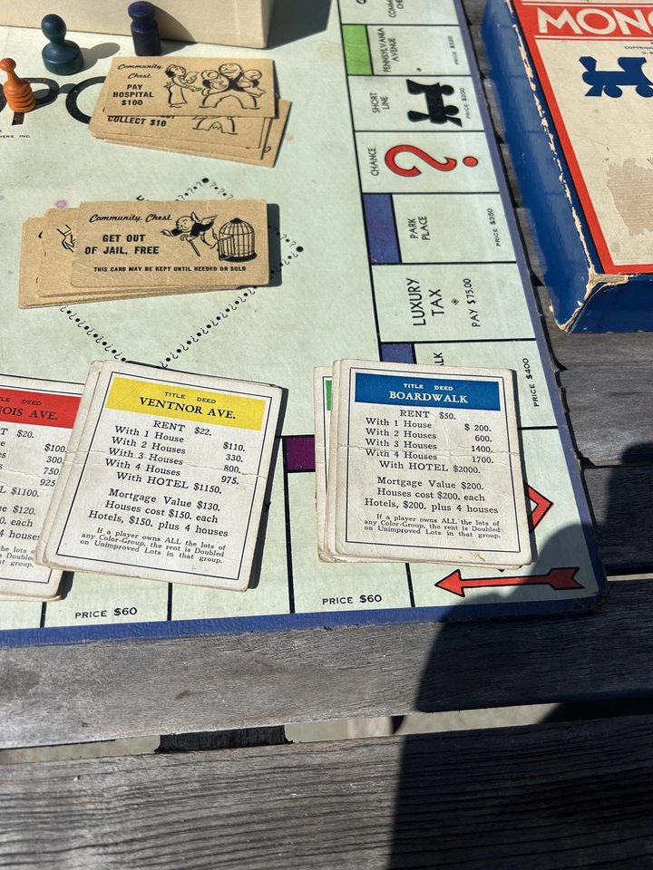 Monopoly 1935 Antique Vintage w/ Board, Blue 1936 Patent First  - Image 2 of 4