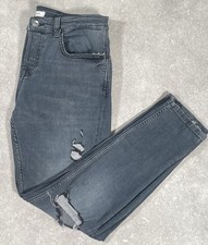 ZARA Mens Grey Distressed Slim Jeans W32 EUR 42 Stretch Denim Ripped Casual