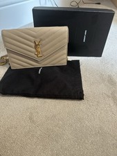Saint Laurent YSL Envelope Wallet On Chain Bag Beige Gold