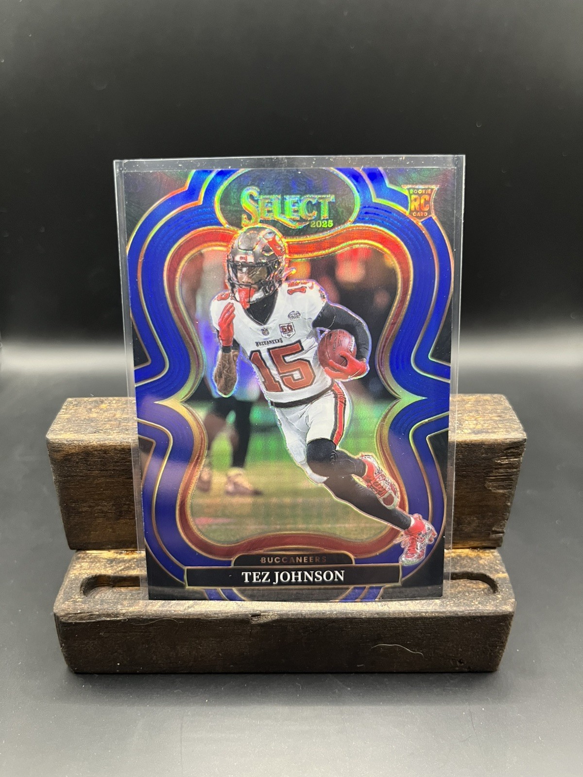 2025 Select Tez Johnson RC Suite Level Blue Prizm 1/99 BUCCANEERS SP RC Bookend