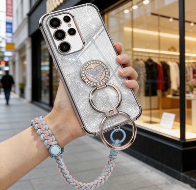 For Samsung Galaxy S26 S25 S24 Case with wrist strap with Double Ring Kickstand