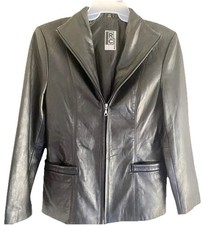 Robert Comstock Expedition Black Leather Zip Up Jacket Men's Adult Size Small