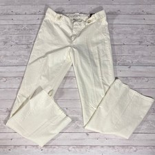 Banana Republic Classic Trousers Cream Wide Leg Button Fly Women Size 12L