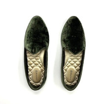 Birdies The Starling Velvet Loafers Womens 6.5 Olive Green Smoking Slipper Flats