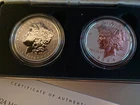 2024-S Reverse Proof $1 Morgan and Peace Silver Dollar 2pc Set Box ,OGP &