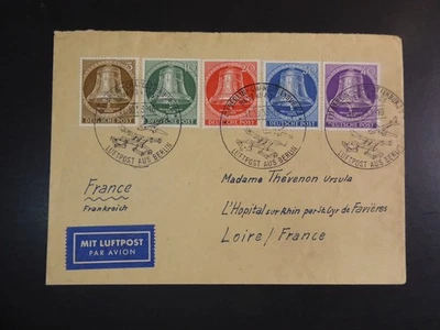 Berlin 1953, schöner Satzbrief Glocke Mitte mit SST, nach Frankreich gelaufen - Bild 1 von 4