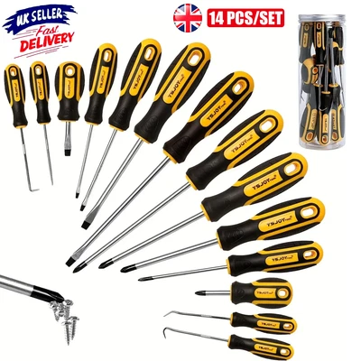 14x Heavy Duty Magnetic Screwdriver Set Grip Philips Flat Slotted Grip Tools