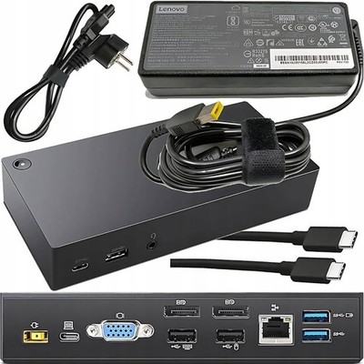 Lenovo Thinkpad USB-C Dock 40A9 mit USB3.0  + 90W Netzteil + USB-C Kabel