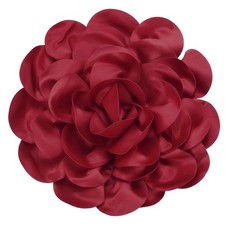 Satin Fabric Rose Flower Brooch, 9.4" Big Rose Flower Brooches, Wine Red